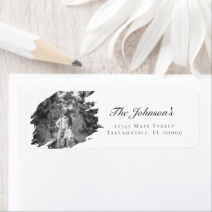 Étiquette Mariage photo moderne Brushstroke Adresse blanch