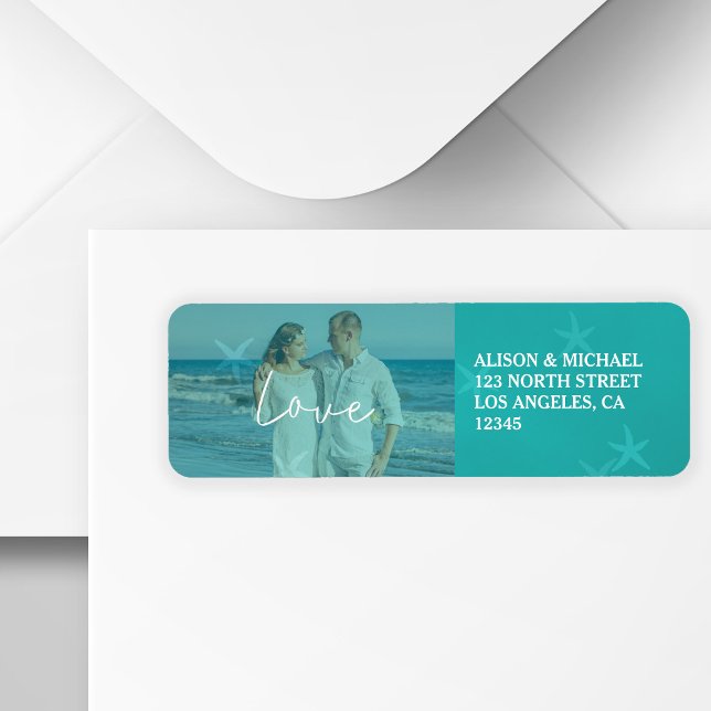 Étiquette Mariage plage aqua amour script photo sous l'eau (Créateur téléchargé)