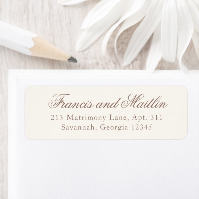 Étiquette Mariage Romantique Brun Élégant (En situation)
