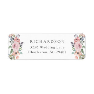 Étiquette Mariage romantique subtil des roses   d'aquarelle