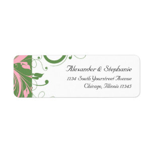Étiquette Mariage rose et vert floral
