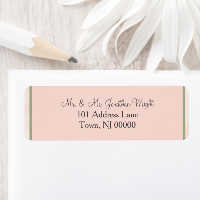 Étiquette Mariage Rose Pêche Sage (En situation)