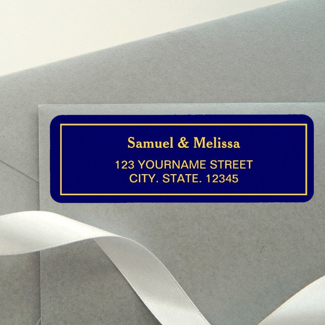 Étiquette Mariage Royal Blue et Gold (Créateur téléchargé)