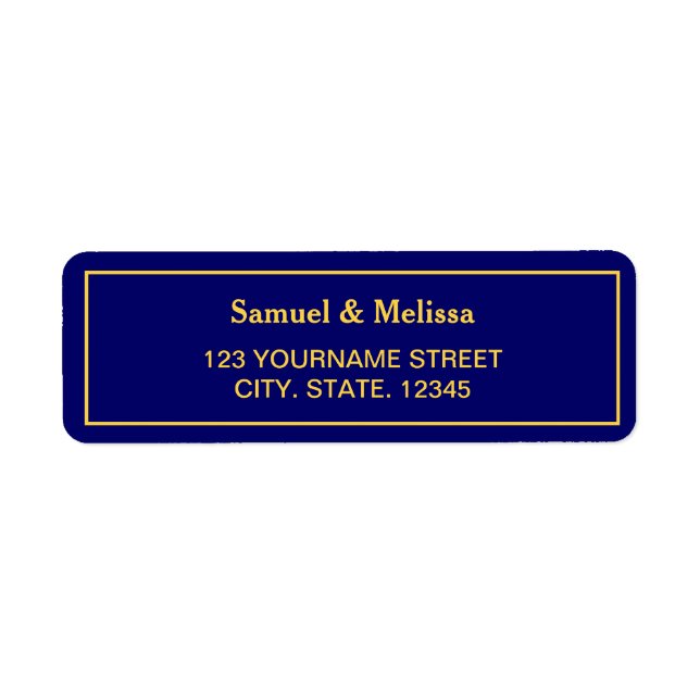 Étiquette Mariage Royal Blue et Gold (Devant)