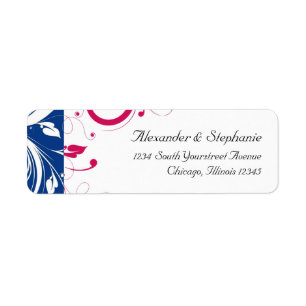 Étiquette Mariage Royal Blue/Fuchsia Swirl