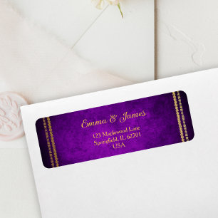 Étiquette Mariage Royal Purple et Gold Frame