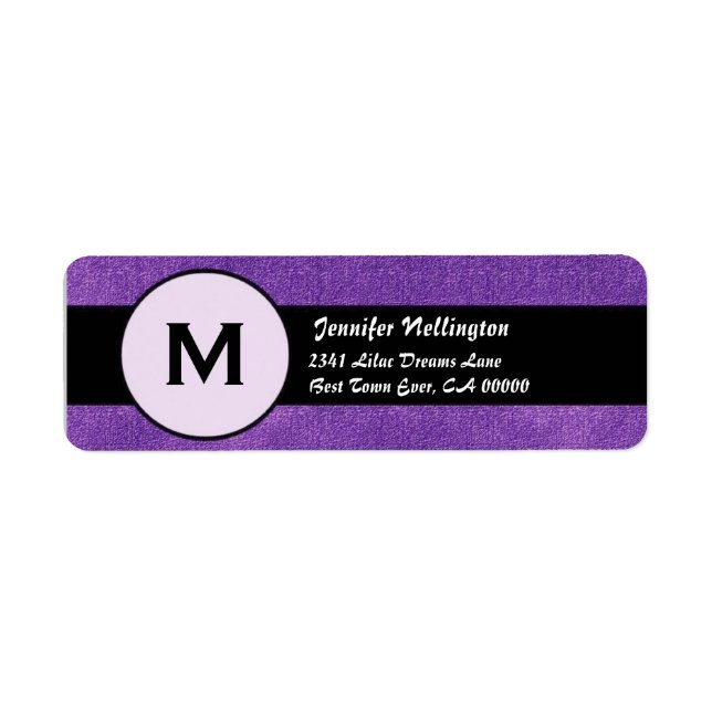Étiquette Mariage Royal violet noir Monogramme M300 (Devant)