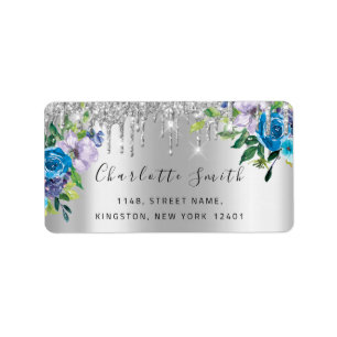 Étiquette Mariage RSVP Bridal Drives Argent Floral Mint