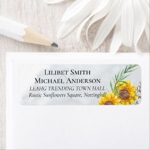 Étiquette Mariage rustique avec tournesols