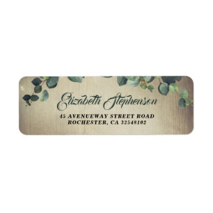Étiquette Mariage rustique de verdure d'eucalyptus