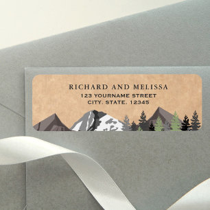 Étiquette Mariage rustique Kraft en forêt de montagne