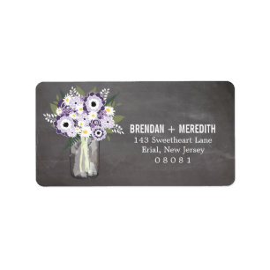 Étiquette Mariage rustique Mason Jar et Floral