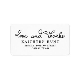 Étiquette Mariage Script Love And Thanks