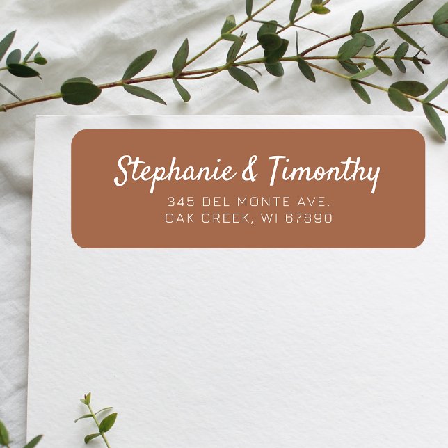 Étiquette Mariage simple Burnt-Orange Adresse de retour (Effortlessly manage wedding correspondence with our simple return labels, ensuring seamless mailing.)