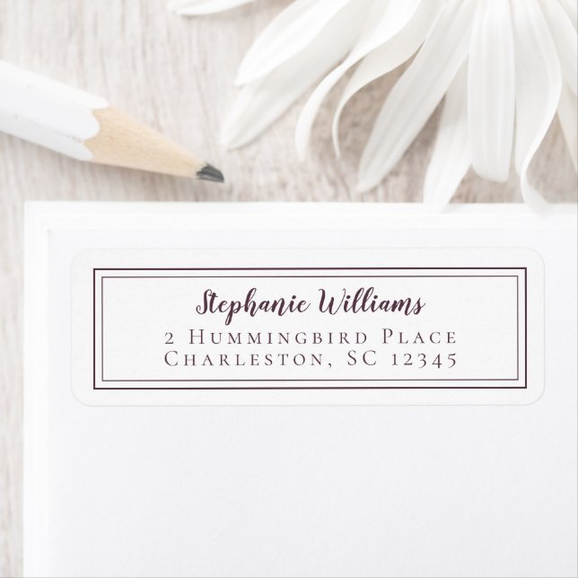 Étiquette Mariage simple RSVP violet blanc (En situation)