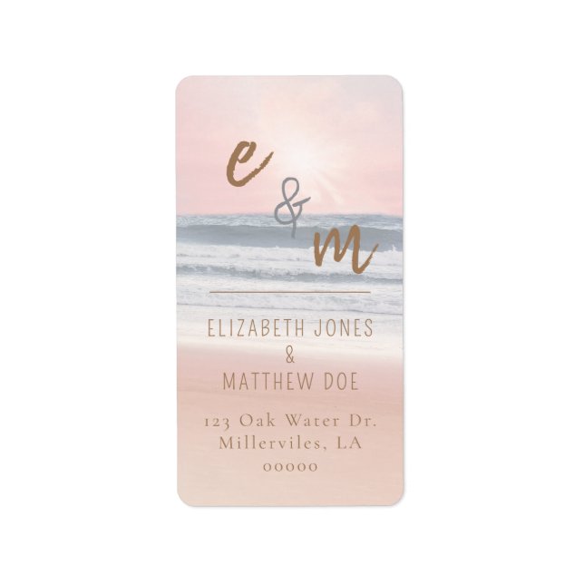 Étiquette Mariage sur la plage au coucher du soleil | Mariag (Devant)