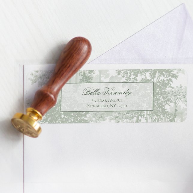 Étiquette Mariage Toile de Paysage Vert Sauge Classique (Créateur téléchargé)