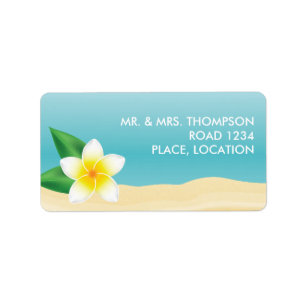 Étiquette Mariage Tropical sur la Plage au Frangipanier Blan