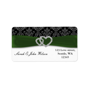 Étiquette mariage vert diamante damask