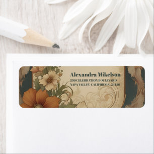 Étiquette Mariage Vintage Bougainvillea Art Nouveau