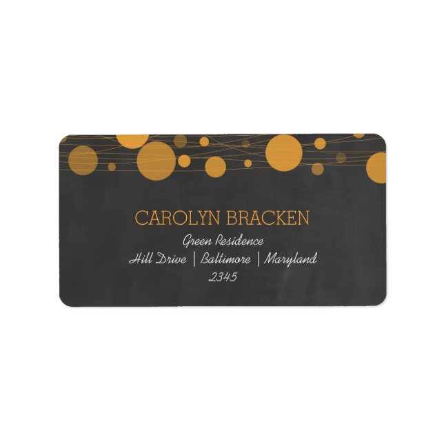 Étiquette Mariage vintage de lanterne de tableau noir (Devant)