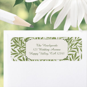 Étiquette Mariage Vintage, Motif de feuilles de saule victor