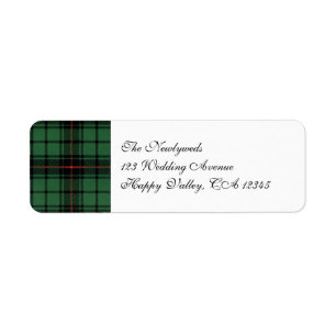 Étiquette Mariage Vintage, Motif Moderne Tartan Davidson