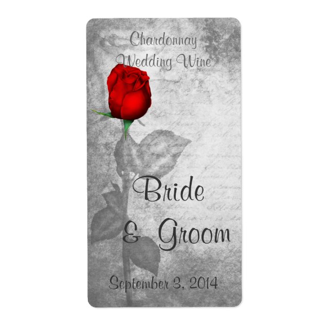 Étiquette Mariage vintage Red Rose (Devant)