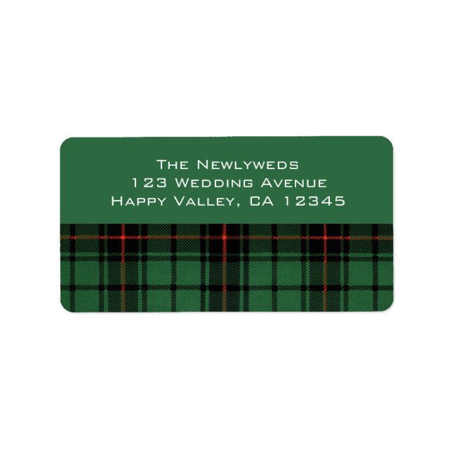 Étiquette Mariage vintage, Tartan Davidson Motif moderne (Devant)