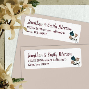 Étiquette Mariage vintage Turquoise, Rose beige Adresse