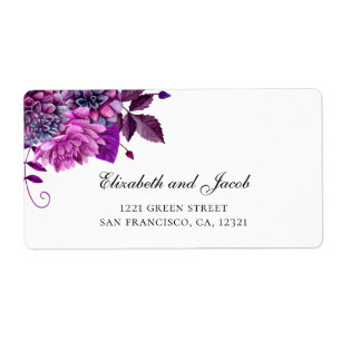 Étiquette Mariage violet. Fleurs Lilac. Adresse florale
