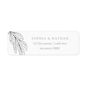 Étiquette Mariages blancs de la feuille et gris simples