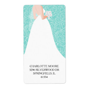 Étiquette Mariée à être Fête des mariées Turquoise Adresse d