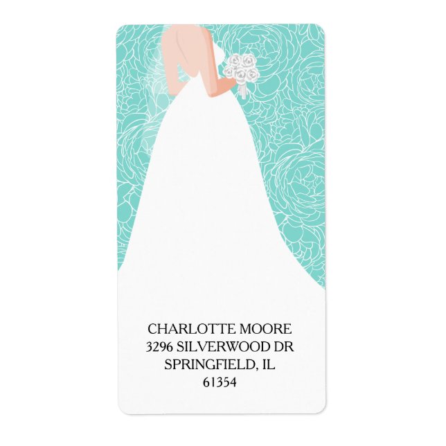 Étiquette Mariée à être Fête des mariées Turquoise Adresse d (Devant)