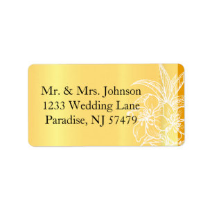Étiquette Marigold moderne Timbre floral jaune et blanc