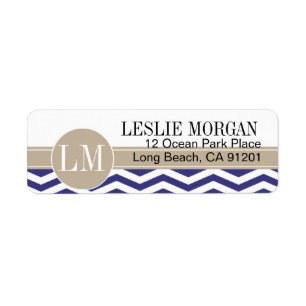 Étiquette Marine chic du monogramme de Chevron