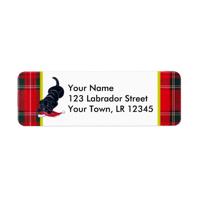 Étiquette Marionnette du Labrador noir avec le chapeau de No (Devant)