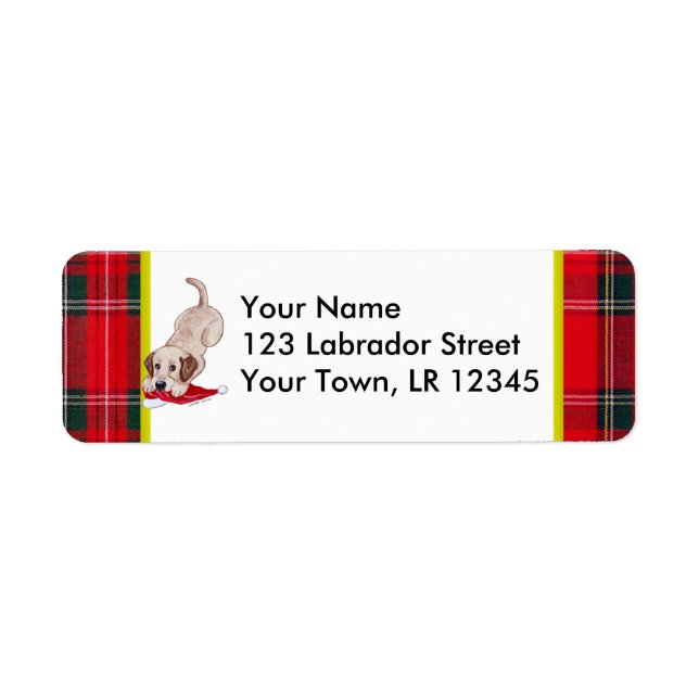 Étiquette Marionnette jaune du Labrador avec le chapeau de N (Devant)