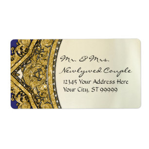 Étiquette Marocaine Scroll Gold Parties scintillant Élégant