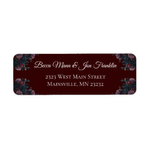Étiquette Maroon foncé Mauve Gothique Mariage élégant