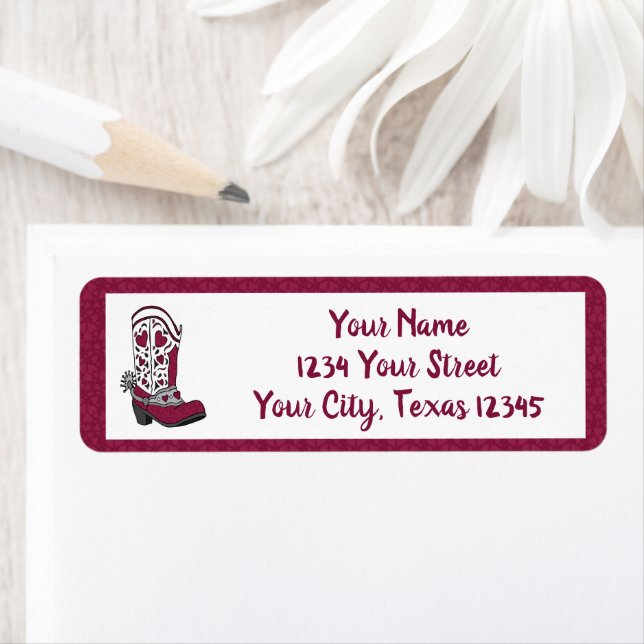 Étiquette Maroon Heart Patterned Boot (En situation)