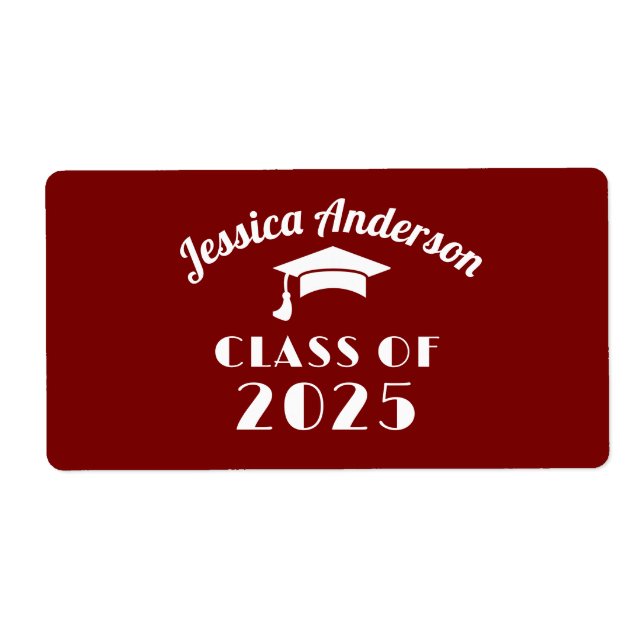 Étiquette Maroon personnalisé et diplôme blanc (Devant)