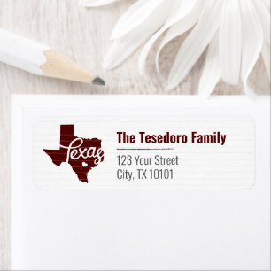 Étiquette Maroon Texas Heart