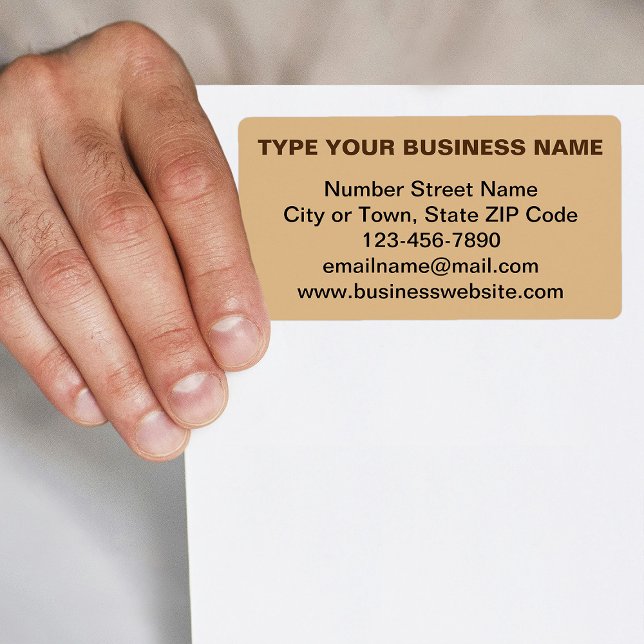 Étiquette Marque commerciale basée sur le texte avec expédit (Light brown shipping label with your business brand in plain text)