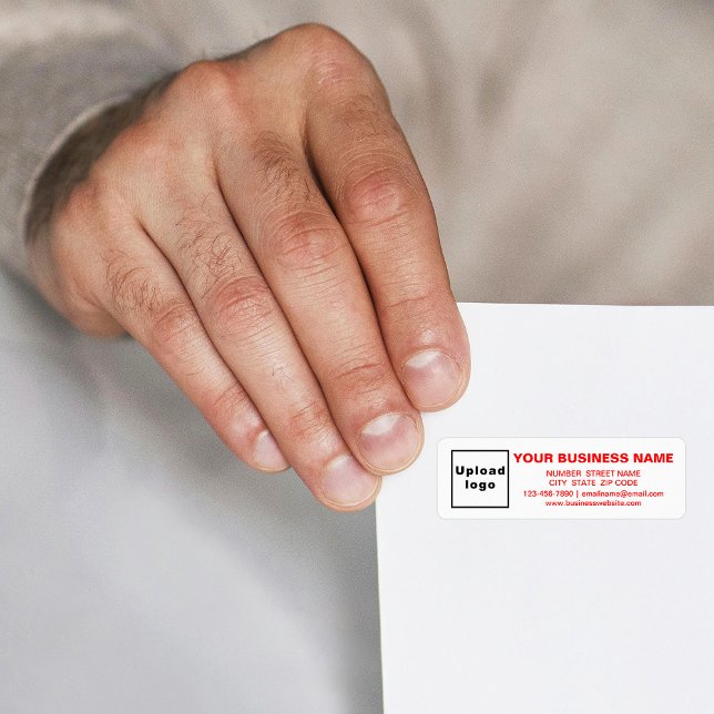 Étiquette Marque commerciale en texte rouge sur l'étiquette  (Return address label with your business brand in red texts)