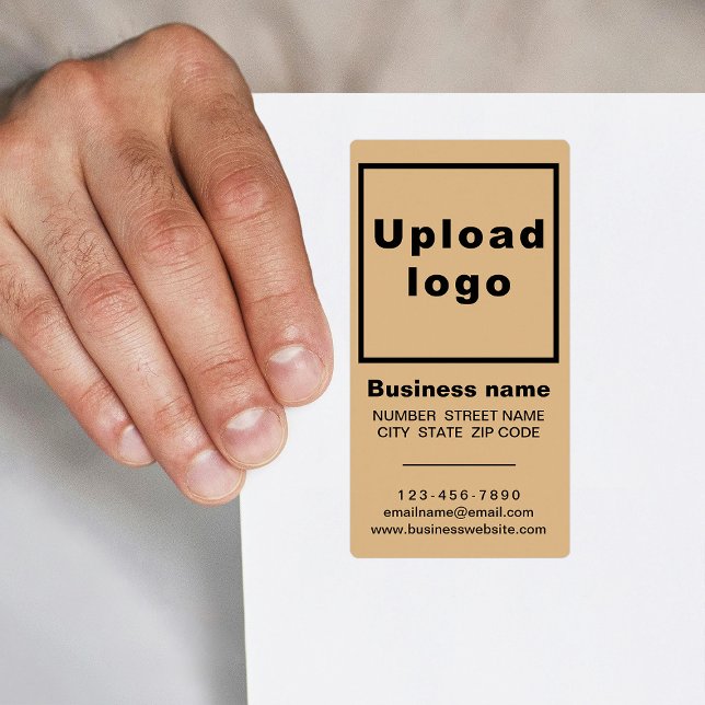 Étiquette Marque commerciale sur expédition de portrait marr (Light brown portrait shipping label with your business brand)