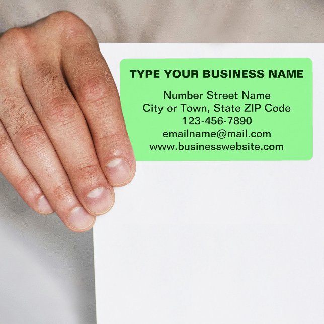 Étiquette Marque d'entreprise basée sur le texte avec expédi (Light green shipping label with your business brand in plain text)