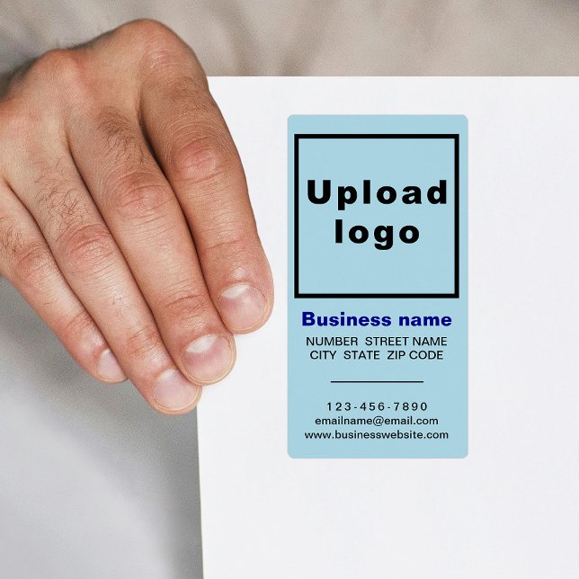 Étiquette Marque d'entreprise sur expédition de portrait ble (Light blue portrait shipping label with your business brand)