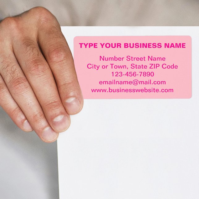 Étiquette Marque monochrome rose basée sur le texte sur l'ét (Shipping label with your business brand in monochrome pink and plain text)