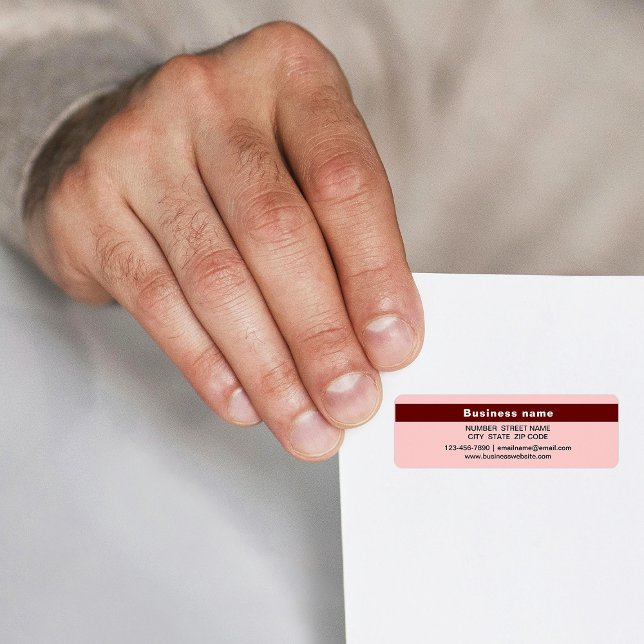 Étiquette Marque surlignée sur adresse de retour rouge clair (Light red return address label with your highlighted business name)